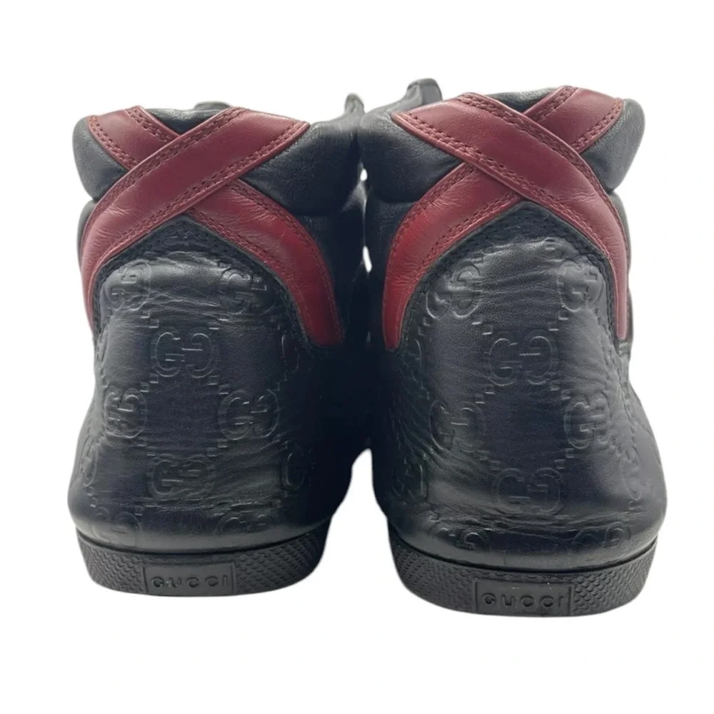 Gucci Leather Signature High Top Black Trainers Men's Size 13.5G